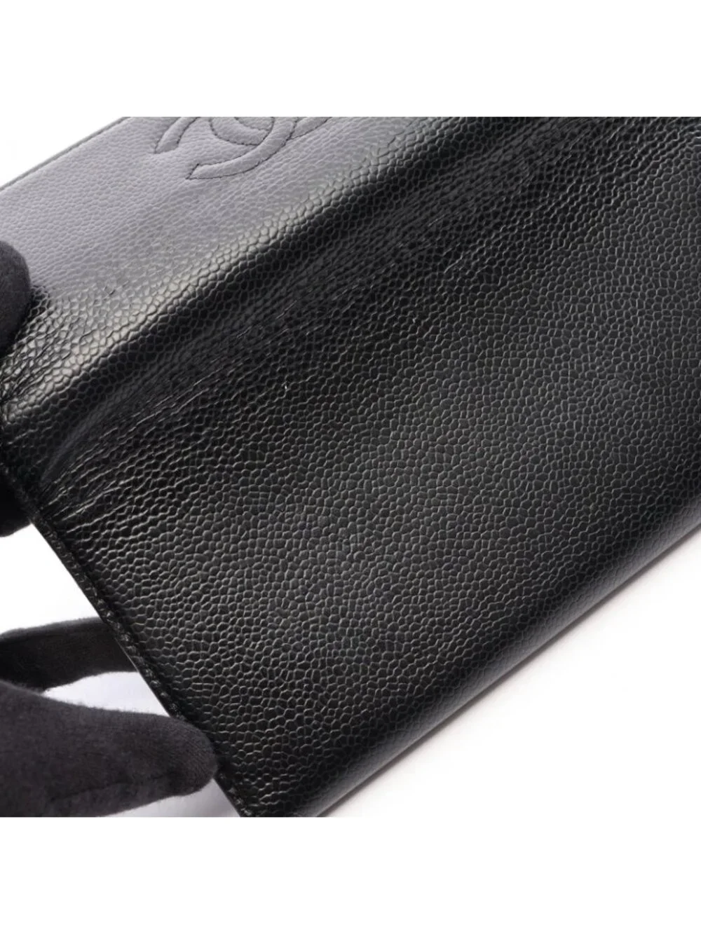 Chanel Bifold Wallet CC Logo Black Caviar Leather Quilted